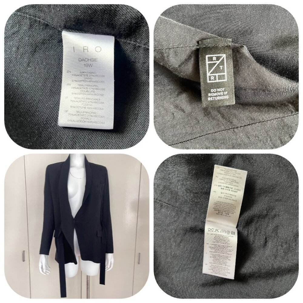 IRO DACHSIE BLACK SIDE TIE WRAP BLAZER JACKET PS $649 - Picture 11 of 14